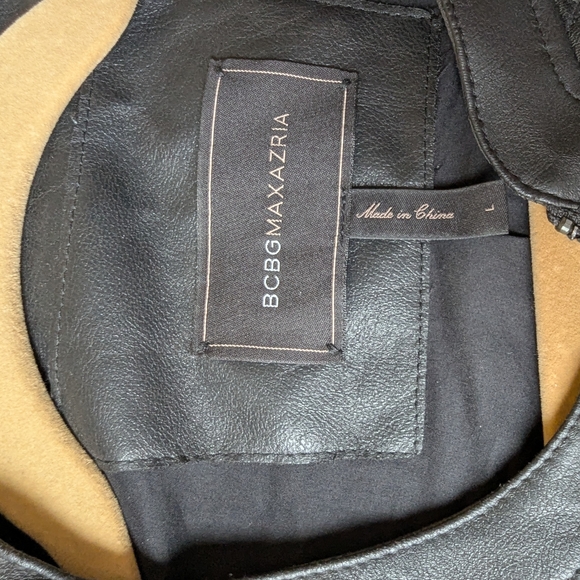 BCBGMaxAzria Black Vegan Leather Jacket Quilted Fitted - Picture 11 of 11